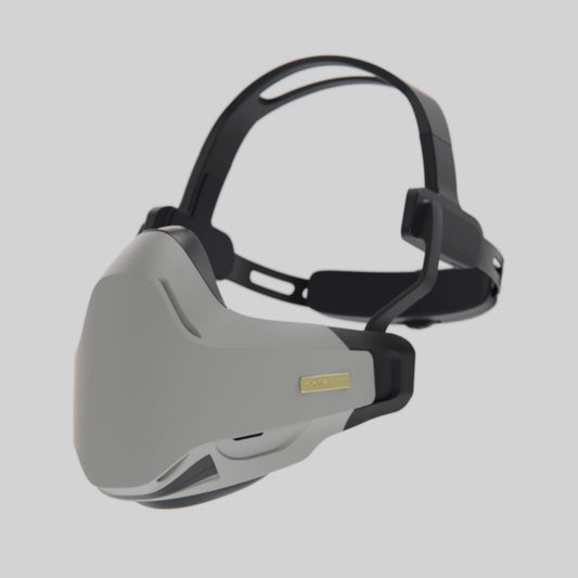 Showing the side view of the custom shell rozvelt VEKTR in white color over grey background